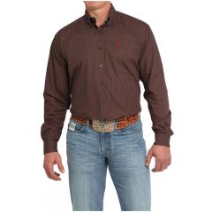 Cinch Men's L/S Buttondown - Black/Red Print