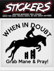 When in Doubt Grab Mane & Pray Sticker