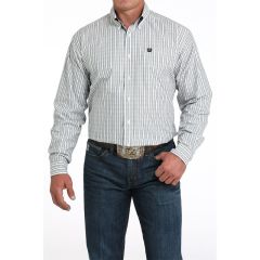 CINCH Men’s L/S Button Shirt – White and Grey 
