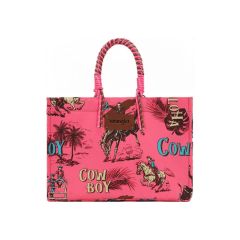Wrangler COWBOY Dual Sided Print Canvas Wide Tote