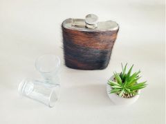 Cowhide Covered Flask 8 oz