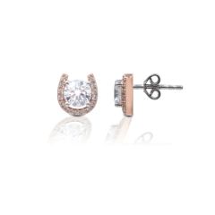 Kelly Herd Rose Gold Plated Horseshoe Stud Earrings