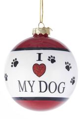 "I Love My Dog" Ball Ornament