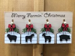 Merry Farmin' Christmas Ornaments and Hanger