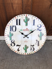 Wooden Cactus Wall Clock