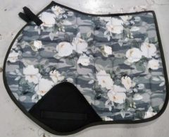 Custom Print English Saddle Pad  - Limited Edition "Grey Flower"