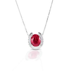 Kelly Herd Red Stone Horseshoe Necklace