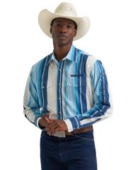 Wrangler Men's Vintage Striped Shirt with Embroidered Logo
