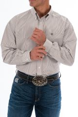 CINCH Men's TENCEL™ Khaki Stripe Button-Down Shirt