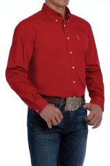 Men's Modern Fit Red Button-Down Shirt