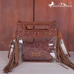 Montana West Fringe Stadium Clear Crossbody Bag with Detachable Pouch