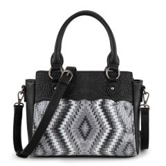 Montana West Tooled Aztec Collection Tote/Crossbody - Black
