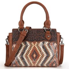 Montana West Tooled Aztec Collection Tote/Crossbody - Brown