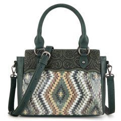 Montana West Tooled Aztec Collection Tote/Crossbody - Green
