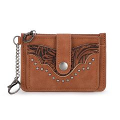 Montana West Floral Tooled Collection Key Ring Wallet - Brown
