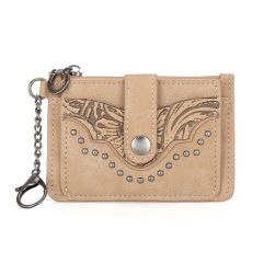 Montana West Floral Tooled Collection Key Ring Wallet - Tan