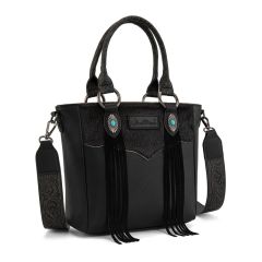 Montana West Hair-On Hide Concealed Carry Tote Bag with Tooled Strap