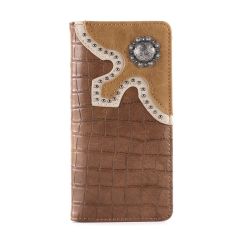Montana West Croc Print Men's Bifold Long PU Leather Wallet