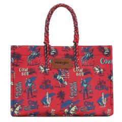 Wrangler COWBOY Dual Sided Print Canvas Wide Tote 