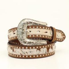 Nocona Ladies Belt 1 1/2 Calf Hair Crystals Brown