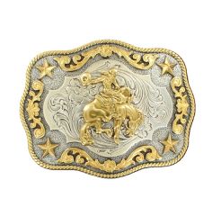 Nocona Antique Silver/Antique Gold Buckle - Bronc