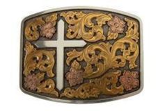 Nocona Rectangle Buckle Floral Cross