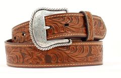 Nocona Mens Tooled Tan Western Belt