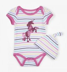 Hatley Rainbow Unicorn Baby Bodysuit & Hat