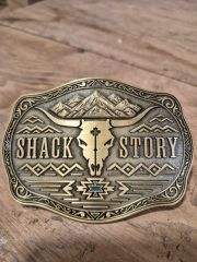Shack Story Belt Buckle - Gold & Aqua