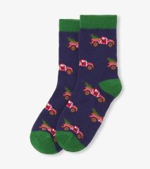 Hatley Red Truck Hauling a Tree Boys Crew Socks