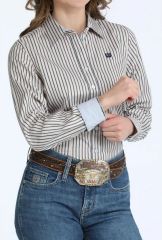 Women’s Long Sleeve TENCEL™ Shirt – Peach Stripe