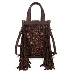  Trinity Ranch Floral Tooled Fringe Mini Tote/Crossbody
