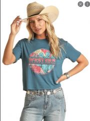 Rock & Roll Western Graphic Tee - Teal