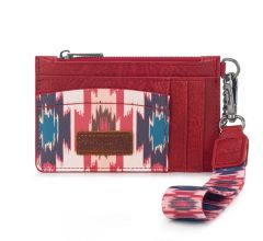 Wrangler Aztec Print Key Chain Wristlet Card Wallet - Burgundy