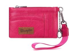 Wrangler Solid Color Key Chain Wristlet Card Wallet Hot Pink