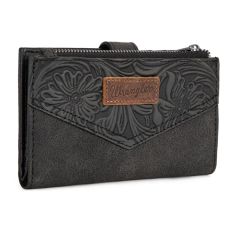 Wrangler Floral Tooled Card Holder Bi-Fold Wallet