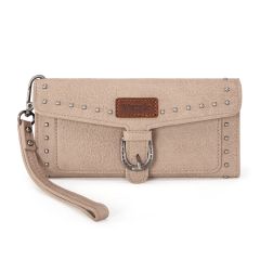 Wrangler Western Tri-fold RFID Wallet/Wristlet With Detachable Credit Card Holder -Khaki