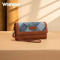 Wrangler Denim Woven Tri-Fold Wristlet/Wallets