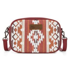 Wrangler Sherpa Aztec Canvas Crossbody - Burgundy