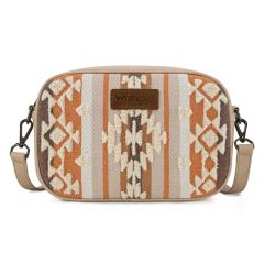 Wrangler Sherpa Aztec Canvas Crossbody - Tan