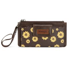Wrangler Sunflower Print Card Wallet/Wristlet - Coffee