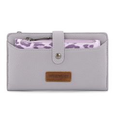 Wrangler Western Bi-Fold RFID Wallet/Wristlet With Detachable Pouch - Purple
