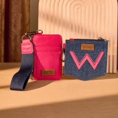 Wrangler logo "W" Embroidered Dual Pouch Wristlet - Multi Colours