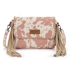 Wrangler Cow Print Fringe Crossbody Bag