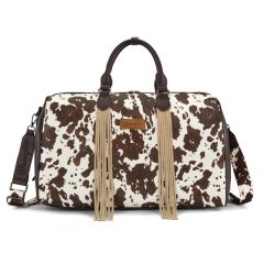 Wrangler Cow Print Fringe Duffle/Crossbody