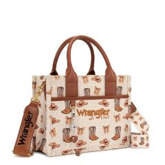 Wrangler Western Print Cowgirl Tote Bag/Crossbody - Tan