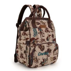  Wrangler Vintage Retro Cowboy Cool Print Backpack Tan