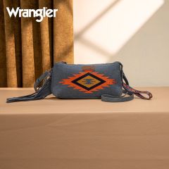 Wrangler Embroidered Aztec Canvas Wristlet/Crossbody - Jean